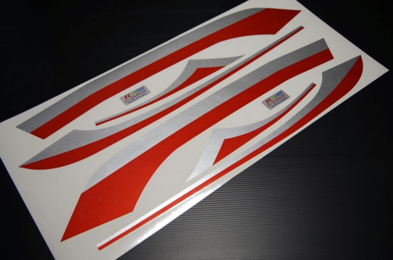 Z400GP用デカール ラインステッカー シルバー＆レッド RJAPAN Rジャパン